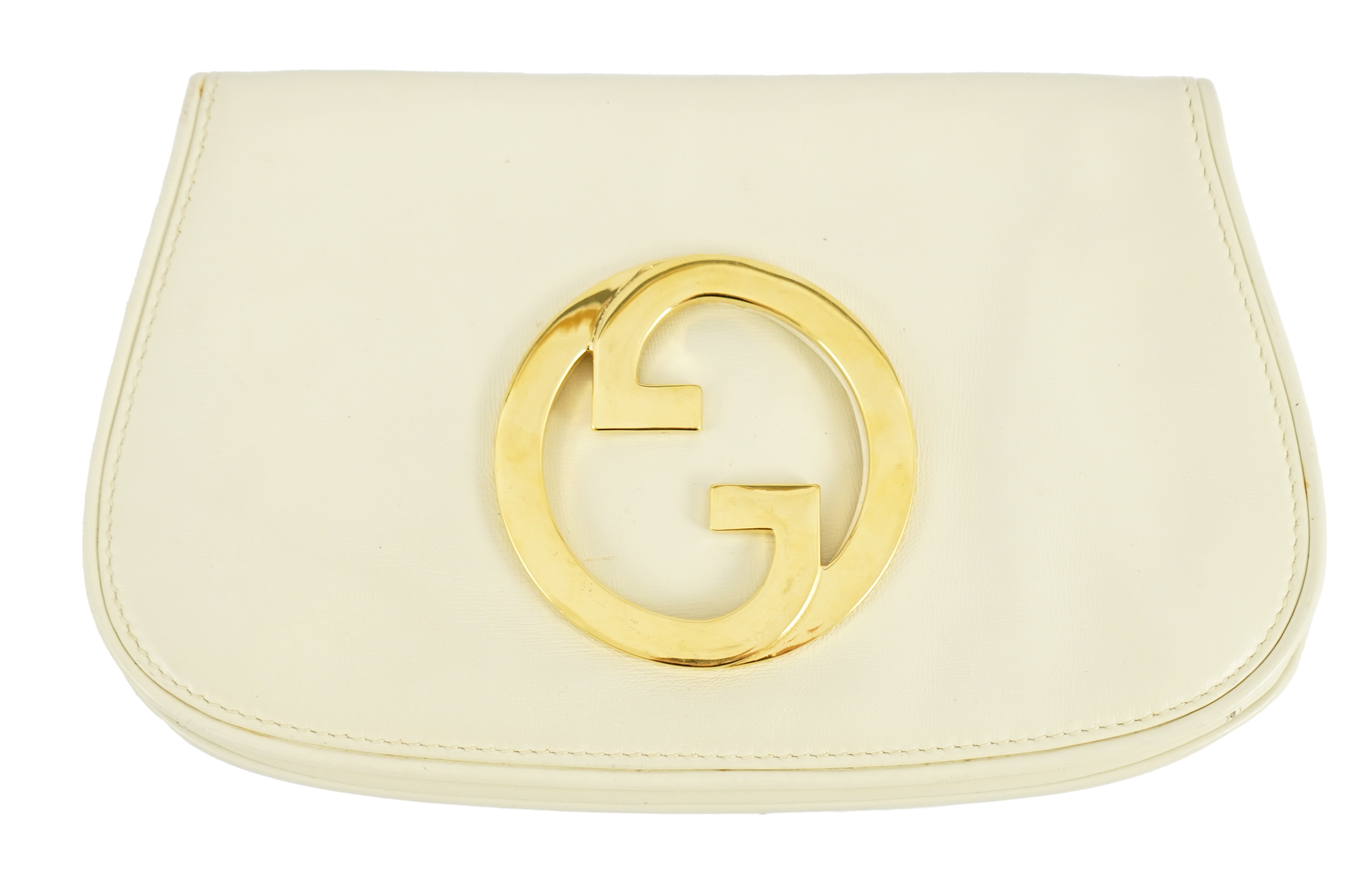 A vintage Gucci Blondie Unicorn ivory cream leather clutch bag, width 28cm, depth 4cm, height 16cm